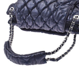 CHANEL Bubble Quilt Chain Shoulder Bag Navy Silver Hardware Ladies Lambskin Shoulder Bag Used