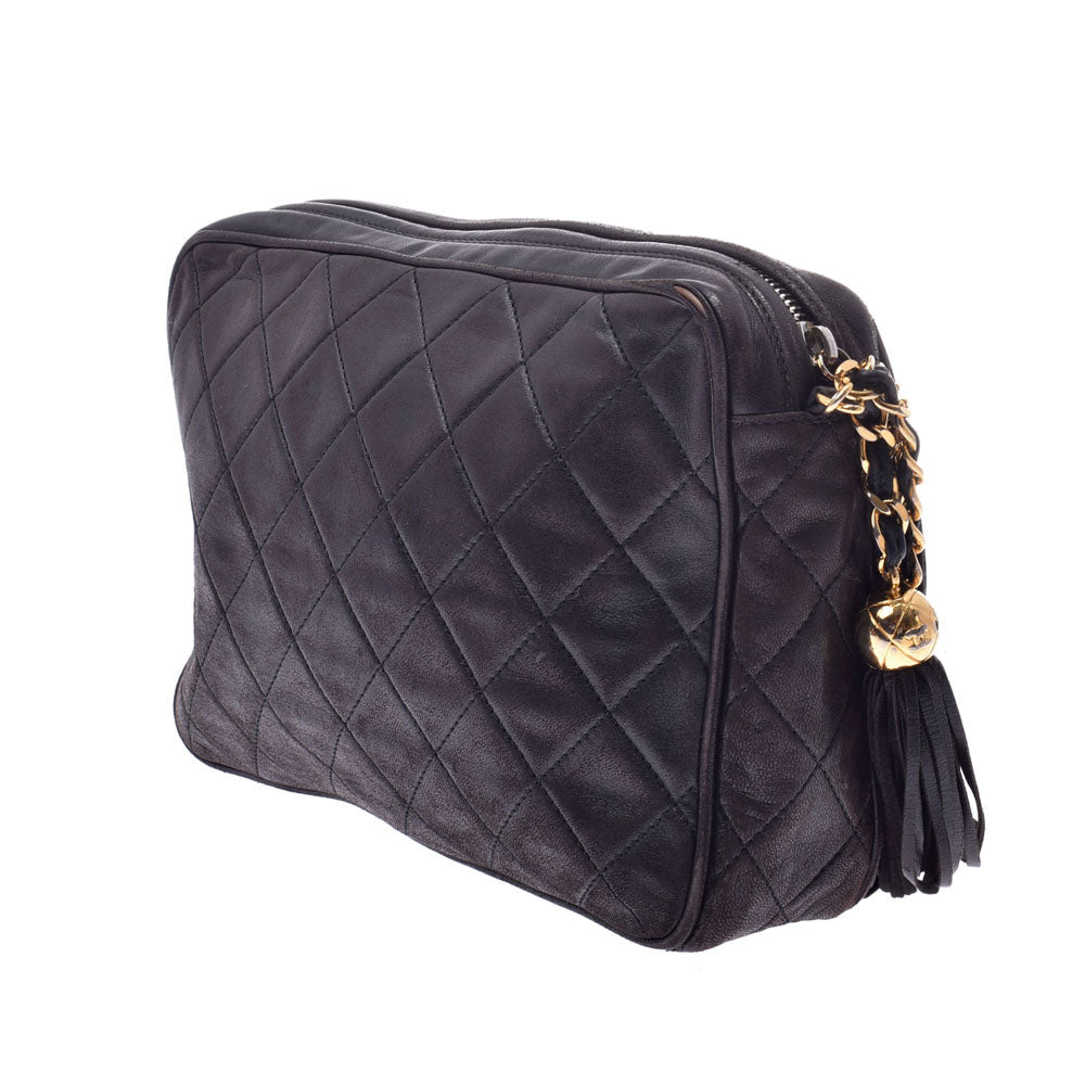 CHANEL シャネル マトラッセ チェーンショルダーバッグ フリンジ 黒 