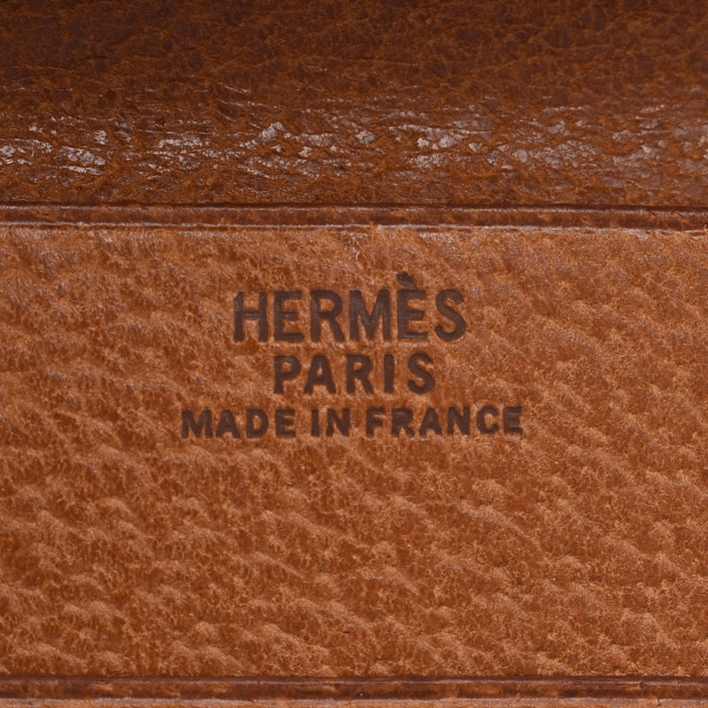 HERMES Dianne business card holder whiskey ○ W engraved (around 1993) Unisex pigskin card case Shindo used Ginzo