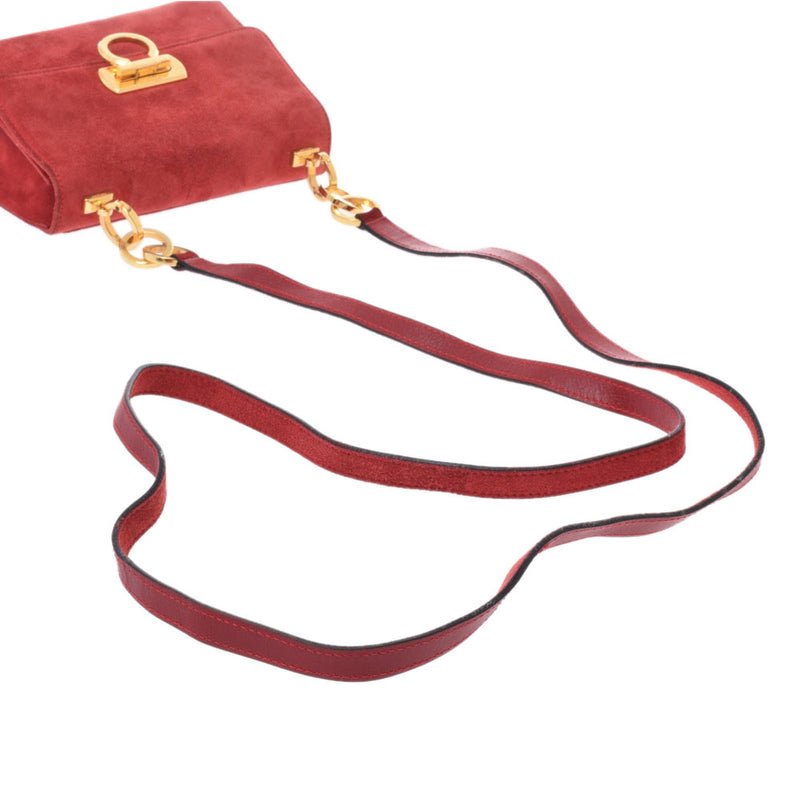 Salvatore Ferragamo Ferragamo Gantini Red Ladies Suede Shoulder Bag B Rank Used Ginzo