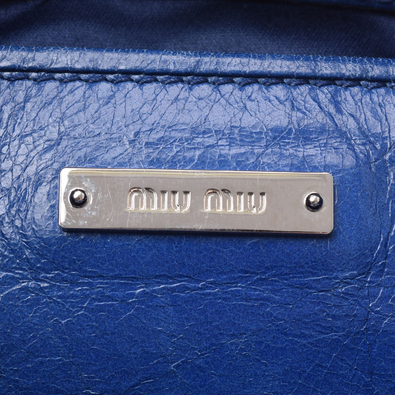 MIUMIU手提包蓝色银色金属配件RN1069女士皮革2WAY袋AB等级二手Ginzo