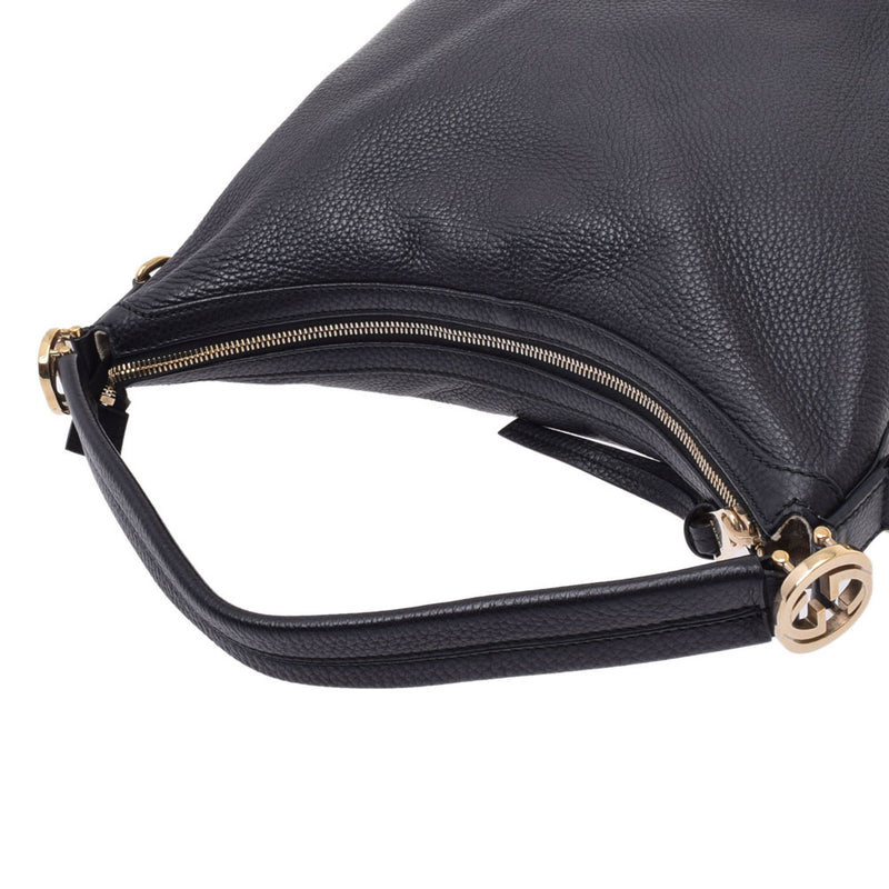 GUCCI Semi-shoulder Bag Black Gold Bracket 326514 Women's Leather 2WAY Bag B Rank Used Ginzo