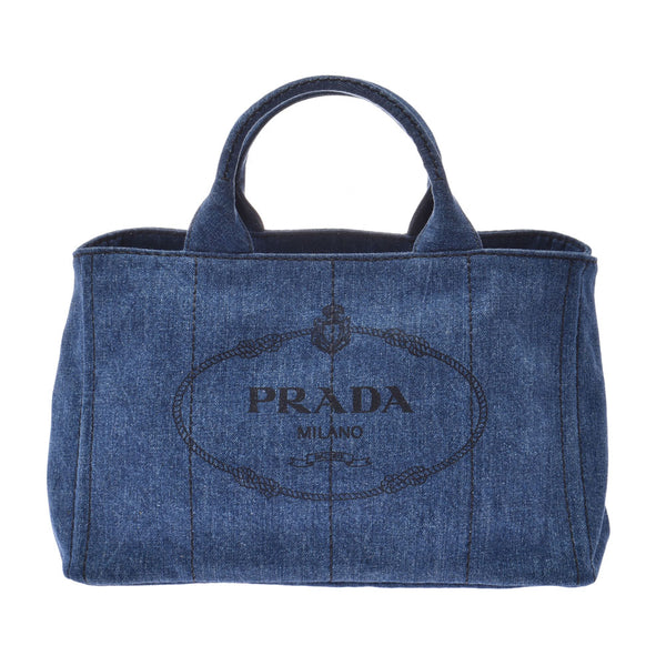 PRADA プラダ カナパ 2WAYバッグ 青 レディース デニム トートバッグ Aランク 中古 銀蔵