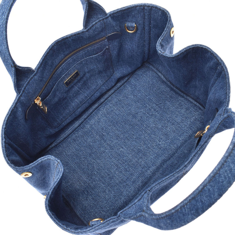 Prada Prada Canada 2 way Bag Blue Womens Denim Tote Bag a