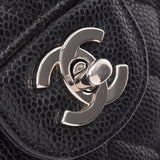 CHANEL シャネル マトラッセ チェーンショルダーバッグ ダブルフラップ 黒 シルバー金具 レディース キャビアスキン ショルダーバッグ ABランク 中古 銀蔵