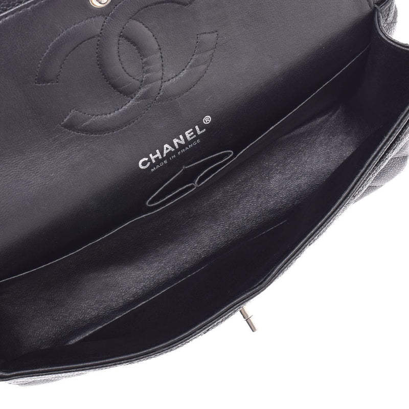 CHANEL シャネル マトラッセ チェーンショルダーバッグ ダブルフラップ 黒 シルバー金具 レディース キャビアスキン ショルダーバッグ ABランク 中古 銀蔵