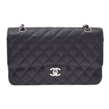 CHANEL シャネル マトラッセ チェーンショルダーバッグ ダブルフラップ 黒 シルバー金具 レディース キャビアスキン ショルダーバッグ ABランク 中古 銀蔵