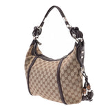 GUCCI Gucci Beige/Dark Brown 240261 Ladies GG Canvas/Leather Semi Shoulder Bag A Rank Used Ginzo