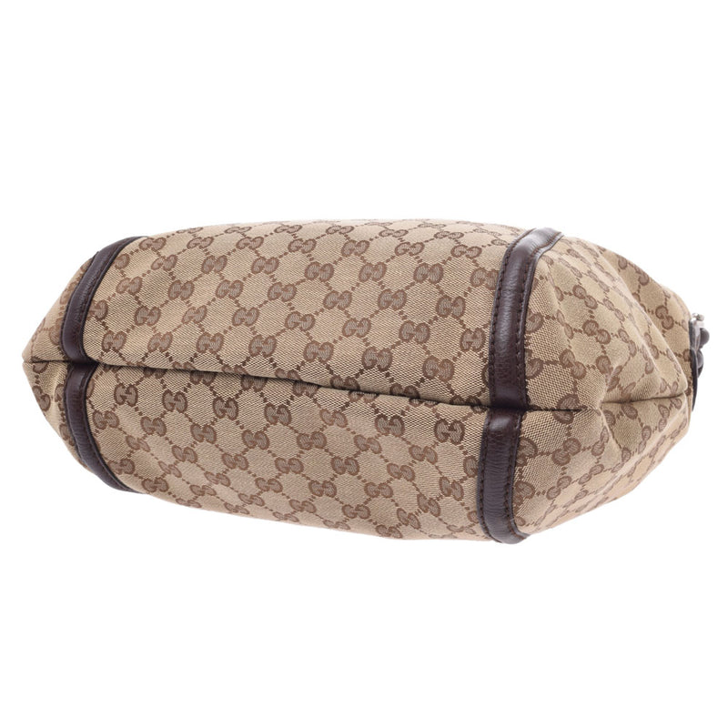 GUCCI Gucci Beige/Dark Brown 240261 Ladies GG Canvas/Leather Semi Shoulder Bag A Rank Used Ginzo