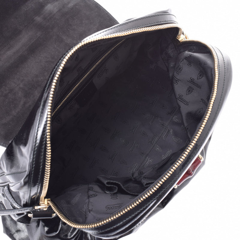 GUCCI Gucci Bamboo 2WAY bag black gold hardware 189871 ladies Bang Bang Bang enamel leather handbags B rank used silver