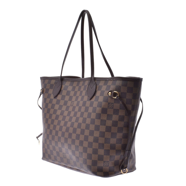 LOUIS VUITTON路易威登Damier Neverfull MM Old Brown N51105中性Damier帆布手提袋Rank B二手Ginzo