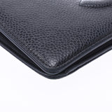 CHANEL Zipper Wallet Black Unisex Caviar Skin Wallet B Rank Used Ginzo