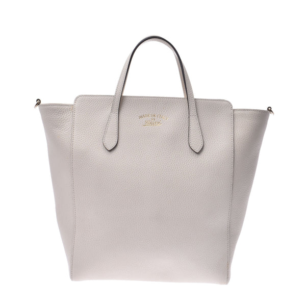 GUCCI Gucci Tote Bag White 368824 Ladies Leather 2WAY Bag AB Rank Used Ginzo