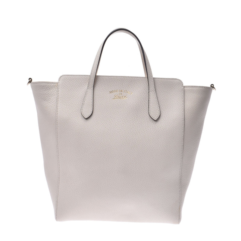 GUCCI Gucci Tote Bag White 368824 Ladies Leather 2WAY Bag AB Rank Used Ginzo