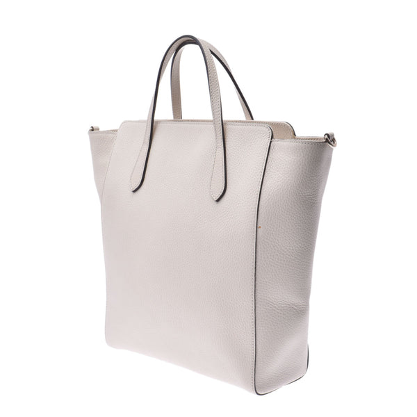 GUCCI Gucci Tote Bag White 368824 Ladies Leather 2WAY Bag AB Rank Used Ginzo