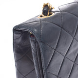 CHANEL Chanel, Matrasse chain shoulder bag, single flap, black gold, Ladies, Ramskin, shoulder bag, B, B, used silver,