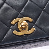 CHANEL Chanel, Matrasse chain shoulder bag, single flap, black gold, Ladies, Ramskin, shoulder bag, B, B, used silver,