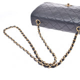 CHANEL Chanel, Matrasse chain shoulder bag, single flap, black gold, Ladies, Ramskin, shoulder bag, B, B, used silver,