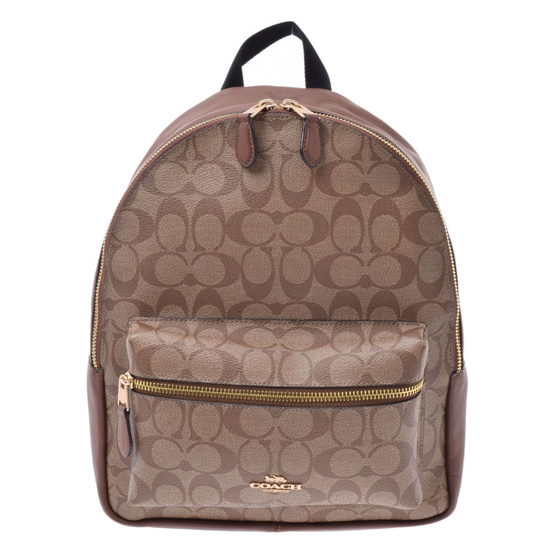 COACH Coach Signature Backpack Brown F32200 Women's Backpack Day Pack AB Rank Used Ginzo
