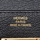 HERMES Hermes,Kelly Wallet,Black Gold Gold Gold Inscription D(大约2019年)Unisex摇摆,三折钱包,未使用的银器