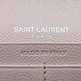 SAINT LAURENT Saint-Laurent flap wallet ivory system silver metal fittings Lady's type push leather long wallet AB rank used silver storehouse