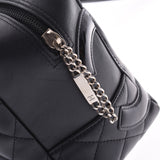 CHANEL Kan Chanel Bonn line bowling bag black / black lady's leather handbag AB rank used silver storehouse