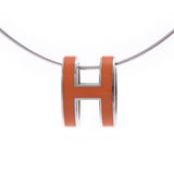 HERMES Pop Ash Necklace Orange Silver Hardware Ladies Necklace A Rank Used Ginzo