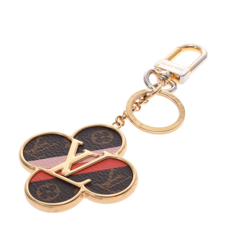 LOUIS VUITTON Louis Vuitton Portocre Intuza Flower Bag Charm Brown/Red/Pink Gold Metal Fittings M67356 Women's Keychain B Rank Used Ginzo