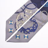 HERMES Twilly Blue/Gray/White Ladies Silk Scarf A Rank Used Ginzo