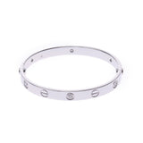 CARTIER Cartier Love Bracelet Half Diamond Old #16 Unisex K18WG Bracelet A Rank Used Ginzo