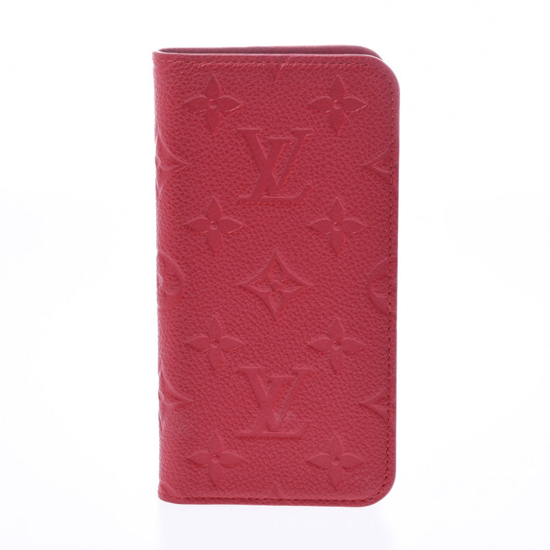 Pre-Owned Louis Vuitton Cover iPhone X Xs Folio Red Scarlet