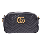 GUCCI Gucci GG mer mon toss lacing braid shoulder bag black gold metal fittings 447632 lady's calf shoulder bag A rank used silver storehouse