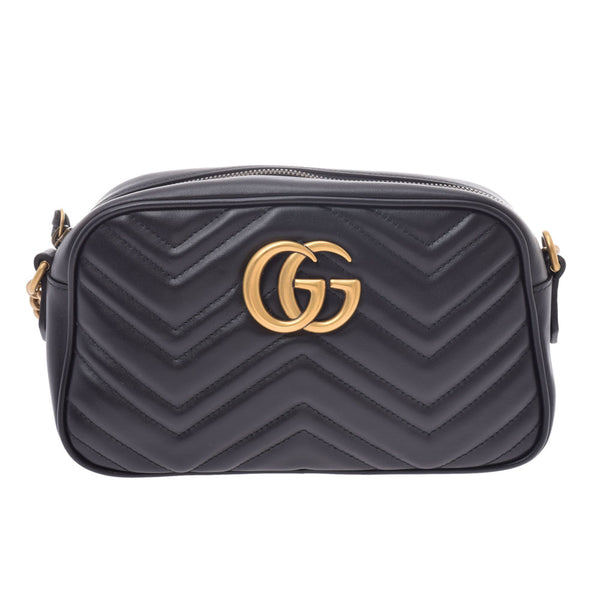 GUCCI グッチ GGマーモント スモールショルダーバッグ 黒 ゴールド金具 447632 レディース カーフ ショルダーバッグ Aランク 中古 銀蔵