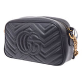 GUCCI Gucci GG mer mon toss lacing braid shoulder bag black gold metal fittings 447632 lady's calf shoulder bag A rank used silver storehouse