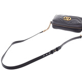 GUCCI Gucci GG mer mon toss lacing braid shoulder bag black gold metal fittings 447632 lady's calf shoulder bag A rank used silver storehouse