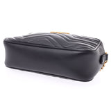 GUCCI Gucci GG mer mon toss lacing braid shoulder bag black gold metal fittings 447632 lady's calf shoulder bag A rank used silver storehouse