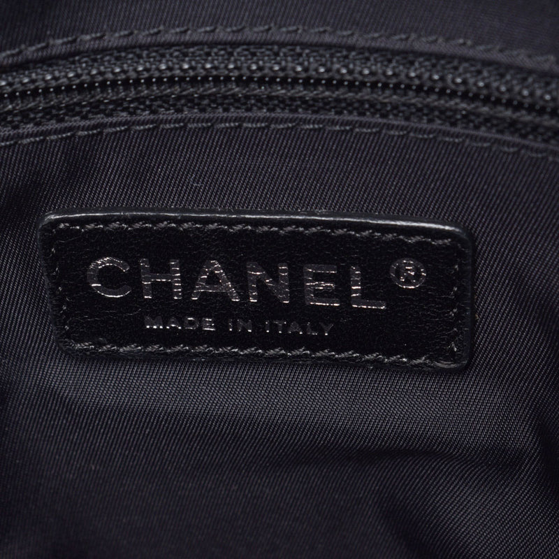 香奈儿（Chanel）巴黎Biarritz黑色中性涂层帆布/皮革波士顿包AB等级二手Ginzo