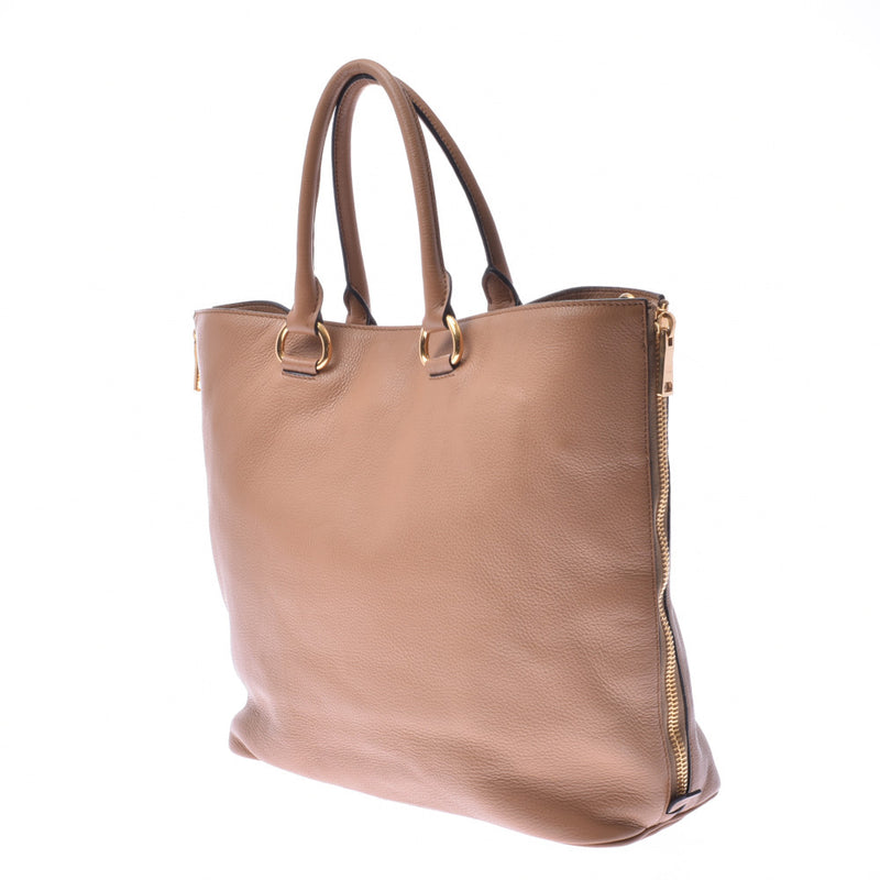 PRADA Prada tote bag beige Lady's calf 2WAY bag B rank used silver storehouse