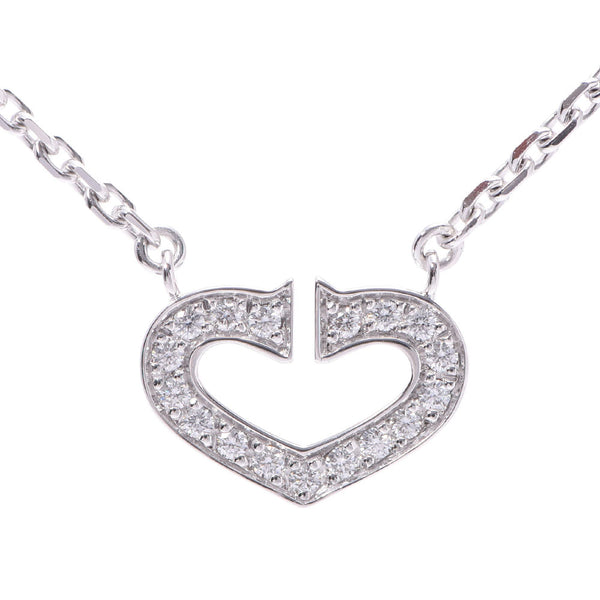 CARTIER Cartier C heart diamond necklace Lady's K18WG necklace A rank used silver storehouse