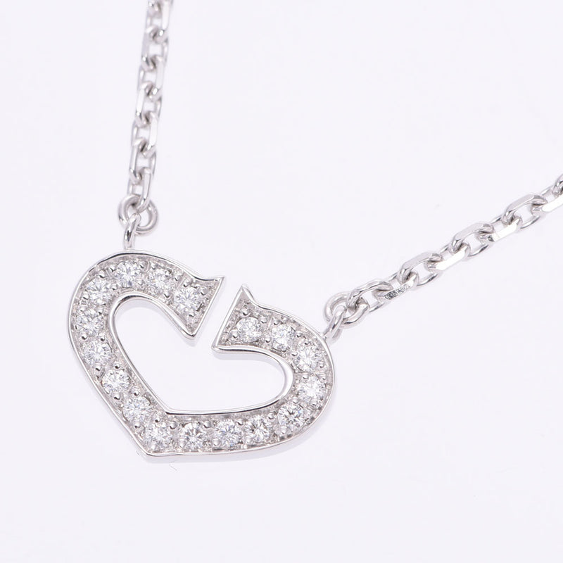 CARTIER Cartier C heart diamond necklace Lady's K18WG necklace A rank used silver storehouse