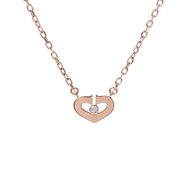 CARTIER C Heart Necklace 1P Diamond Ladies K18PG/Diamond Necklace A Rank Used Ginzo