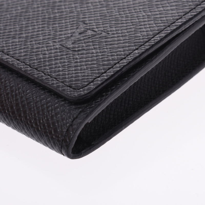 LOUIS VUITTON Louis Vuitton Taiga Anverop Cult du Visit Business Card Case Aldoise (Black) M30922 Men's Leather Card Case A Rank Used Ginzo