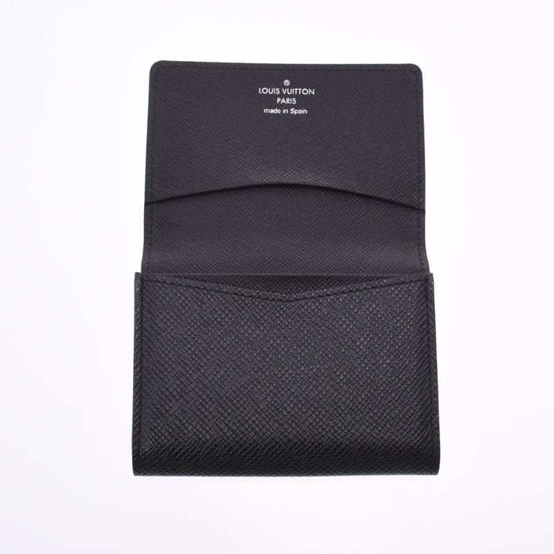 LOUIS VUITTON Louis Vuitton Taiga Anverop Cult du Visit Business Card Case Aldoise (Black) M30922 Men's Leather Card Case A Rank Used Ginzo