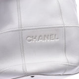 CHANEL Chanel chocolate bar drawstring purse type fringe white silver metal fittings lady's calf handbag B rank used silver storehouse