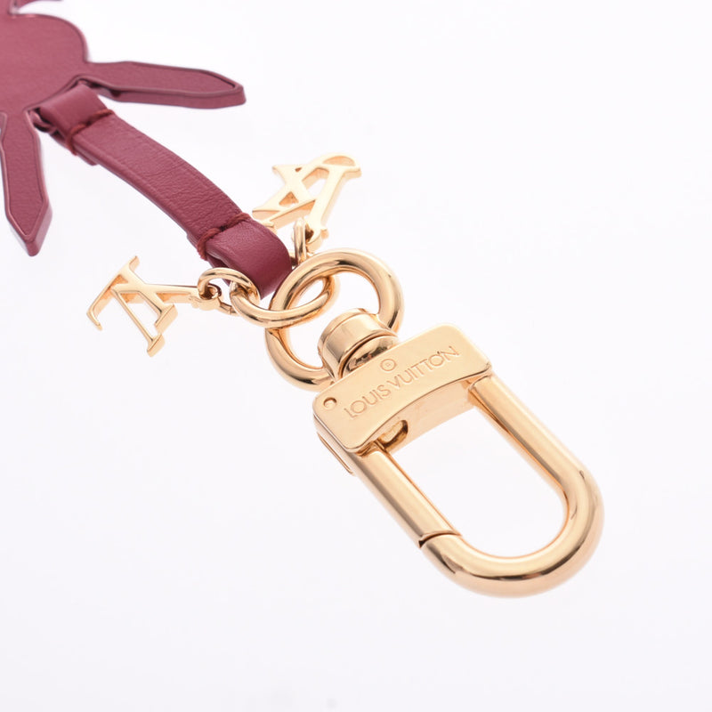 LOUIS VUITTON Louis Vuitton Jeff Queens Rabbit Motif Bag Charm Bordeaux Gold Hardware Unisex Keychain A Rank Used Ginzo