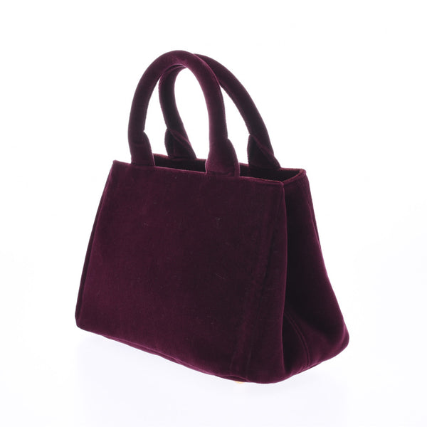 PRADA Prada 2WAY Bag Bordeaux 1BA038 Ladies Velor Handbag A Rank Used Ginzo