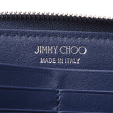 JIMMY CHOO ジミーチュウ フィリパ ラウンドファスナー長財布 スタースタッズ ブルーメタリック ユニセックス レザー 長財布 Aランク 中古 銀蔵