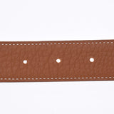 HERMES Hermes H belt 85cm reversible black/gold Gold metal fittings □P stamped (around 2012) Men's Togo BOX calf belt AB rank used Ginzo