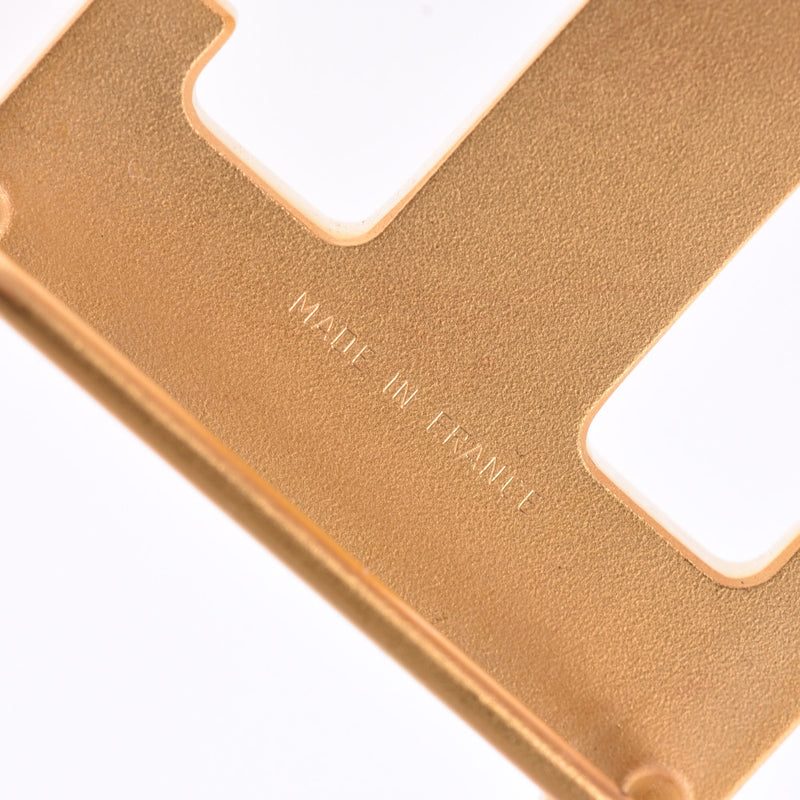 HERMES 爱马仕 H 型皮带 85cm 可逆黑色/金色金属配件 +P 雕刻 （2012 年左右） 男士托戈 BOX 卡夫皮带 AB 级二手银藏