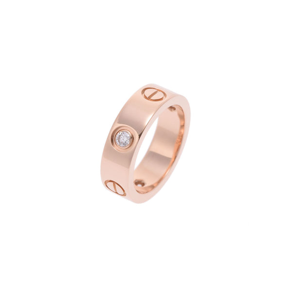 CARTIER Cartier Love Ring half diamond #49 No. 9 women'S K18PG ring-ring a rank used silver